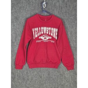 Yellowstone National Park Graphic‎ Sweatshirt Red Wyoming Montana Idaho Small